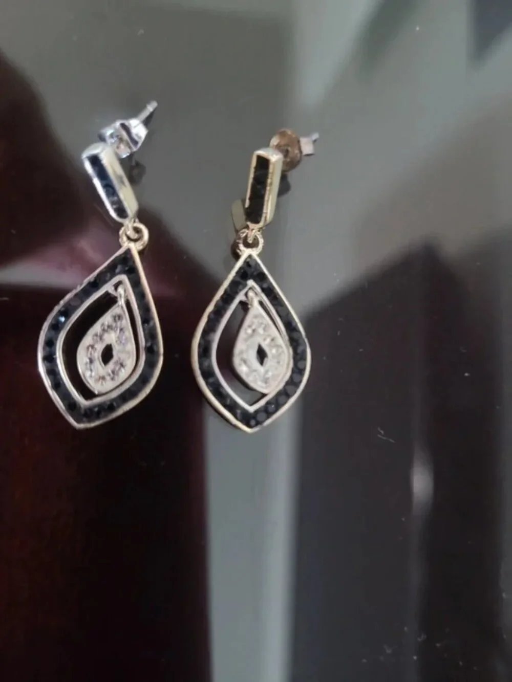 Blue/Silver Teardrop Necklace and Earrings Set